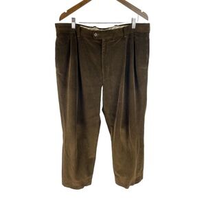 Bernard Zins Mens 40 (Fits 39x28) Corduroy Pleated Hemmed Pants Brown Vtg
